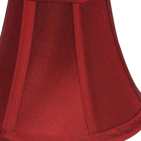 HomeRoots Red Dupioni Silk Bell Lamp Shade - Vibrant Accent for Chic Lighting, Easy Clip-On Installation, 4x5” 470116