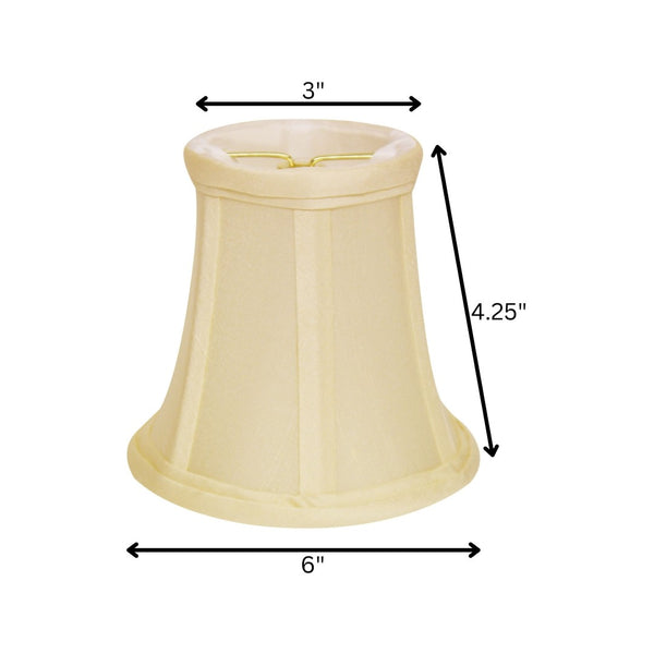 HomeRoots 6" Ivory Dupioni Chandelier Lampshades Set of 6 – Elegant Hardback Design for Warm Ambient Lighting 470117