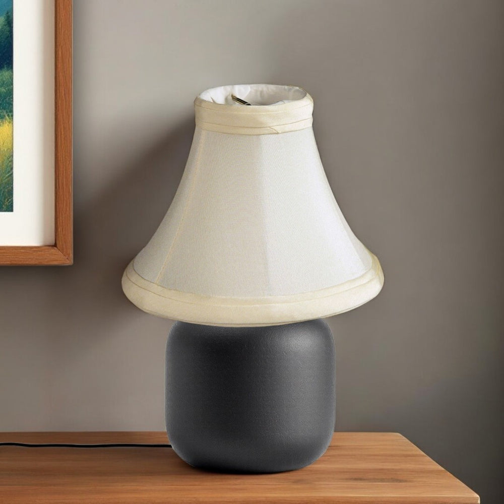 HomeRoots Slate Gray Shantung Silk Bell Lamp Shade - Elegant Lighting for Modern Decor, Easy Clip-On Installation 470120