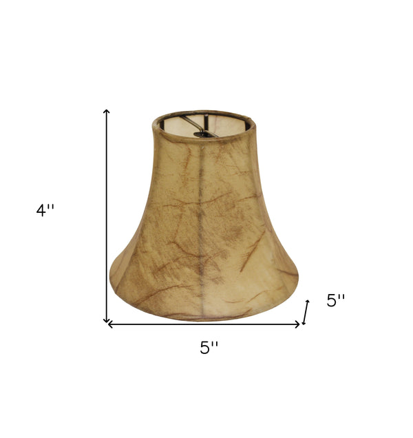 Homeroots 5" Antique Parchment Set Of 6 Empire Slanted Chandelier Lampshades  Faux Leather 470129