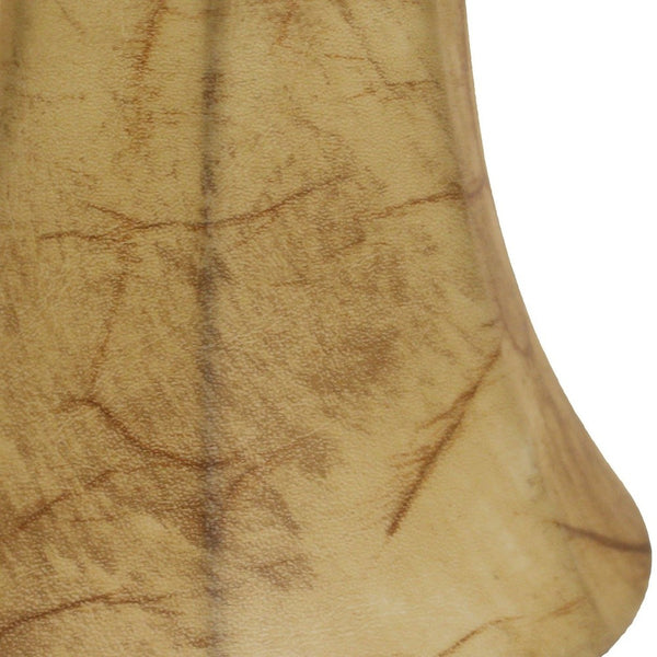 Homeroots 5" Antique Parchment Set Of 6 Empire Slanted Chandelier Lampshades  Faux Leather 470129