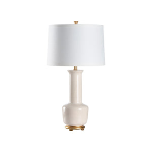 Wildwood Olsen Snow Ceramic Table Lamp With Antique Gold Leaf Accents And Ivory Linen Shade, 30.5"H 47015