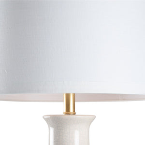 Wildwood Olsen Snow Ceramic Table Lamp With Antique Gold Leaf Accents And Ivory Linen Shade, 30.5"H 47015