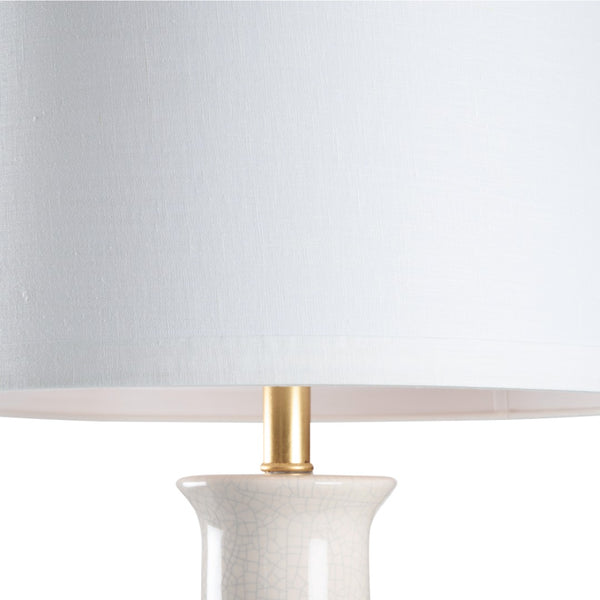 Wildwood Olsen Snow Ceramic Table Lamp With Antique Gold Leaf Accents And Ivory Linen Shade, 30.5"H 47015