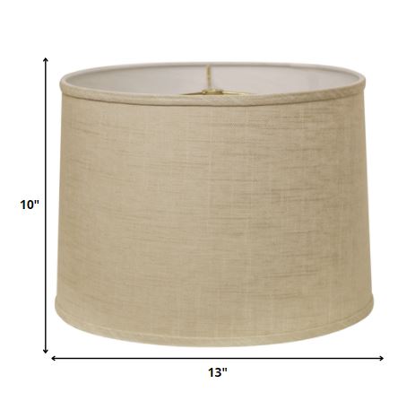 Homeroots 13" Light Wheat Throwback Drum Linen Lampshade  Linen 470166