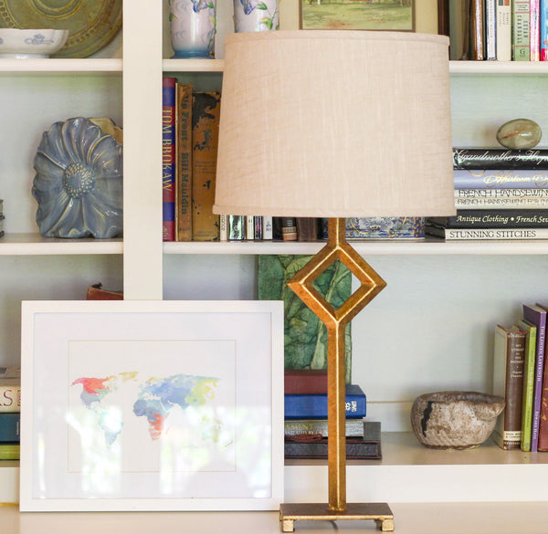 Homeroots 13" Light Wheat Throwback Drum Linen Lampshade  Linen 470166