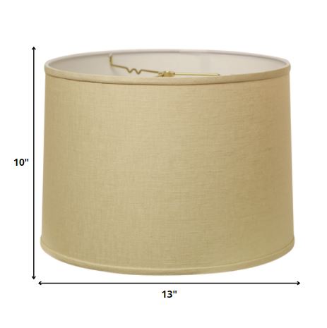Homeroots 13" Parchment Beige Throwback Drum Linen Lampshade  Linen 470167