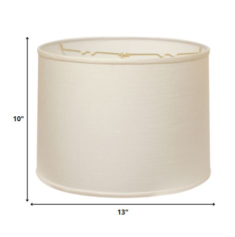 Homeroots 13" White Throwback Drum Linen Lampshade White Linen 470169