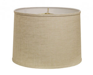 Homeroots 14" Light Wheat Throwback Drum Linen Lampshade  Linen 470172
