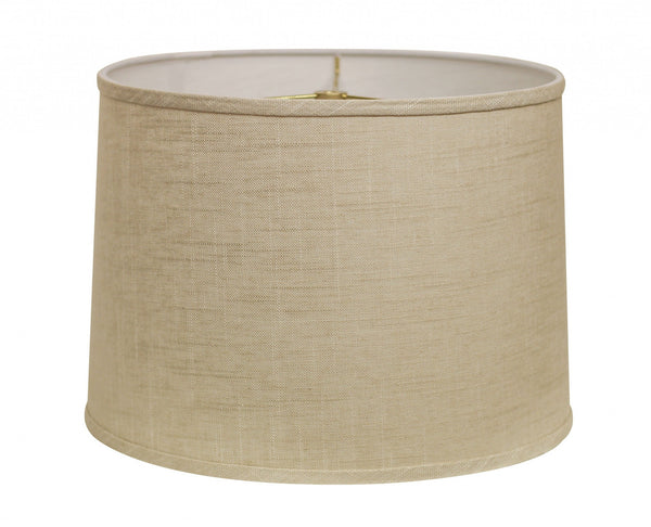 Homeroots 14" Light Wheat Throwback Drum Linen Lampshade  Linen 470172