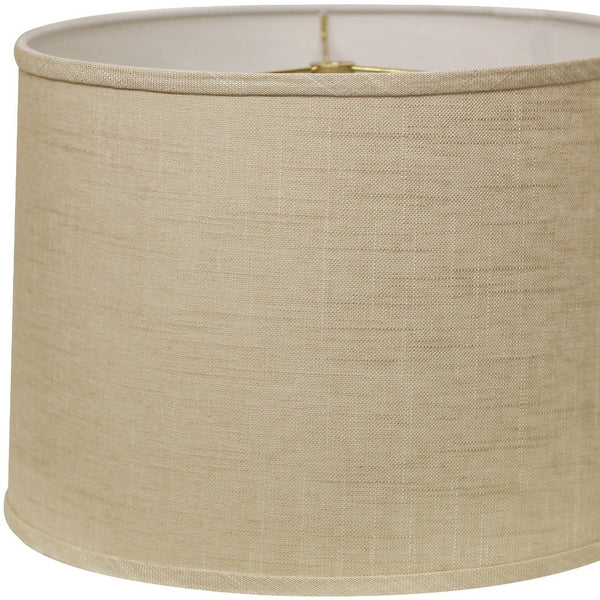 Homeroots 14" Light Wheat Throwback Drum Linen Lampshade  Linen 470172