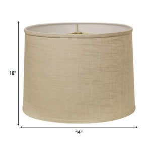 Homeroots 14" Light Wheat Throwback Drum Linen Lampshade  Linen 470172