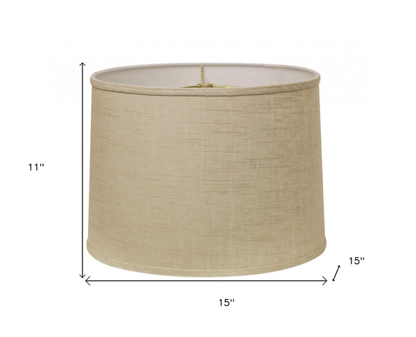 Homeroots 15" Light Wheat Throwback Drum Linen Lampshade  Linen 470178