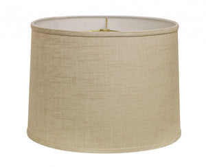 Homeroots 15" Light Wheat Throwback Drum Linen Lampshade  Linen 470178