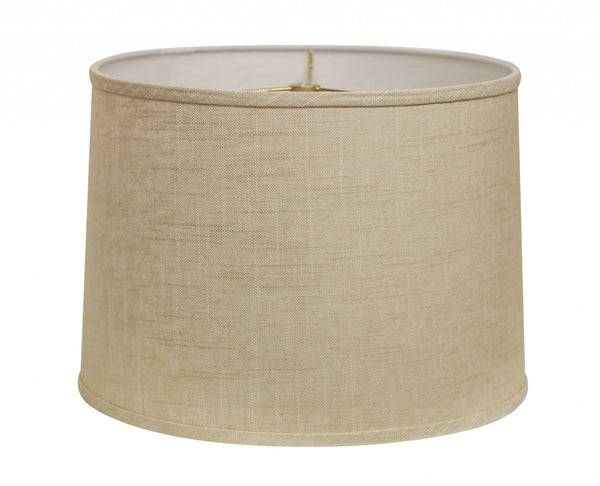 Homeroots 15" Light Wheat Throwback Drum Linen Lampshade  Linen 470178