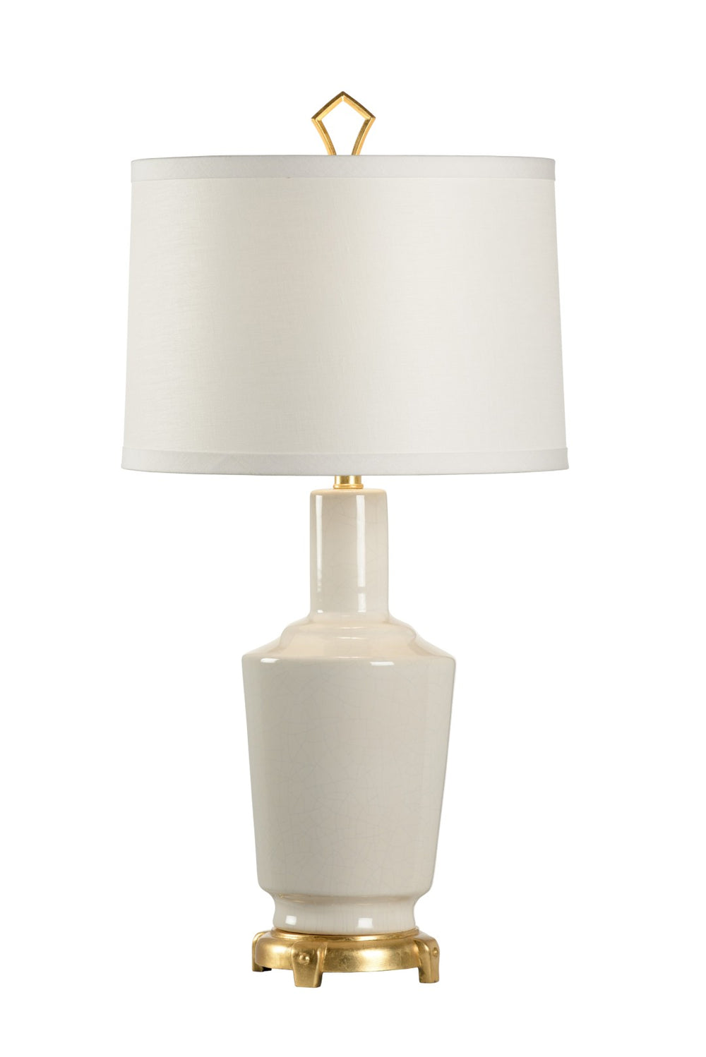 Wildwood Emma Vintage Snow Ceramic Table Lamp With Antique Gold Base & Drum Shade—32" Ambient Accent Light 47018
