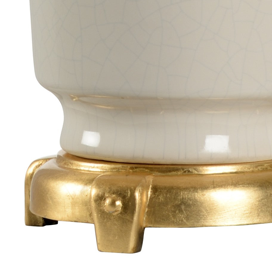 Wildwood Emma Vintage Snow Ceramic Table Lamp With Antique Gold Base & Drum Shade—32" Ambient Accent Light 47018