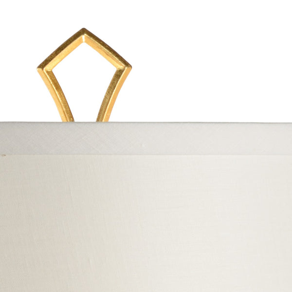 Wildwood Emma Vintage Snow Ceramic Table Lamp With Antique Gold Base & Drum Shade—32" Ambient Accent Light 47018