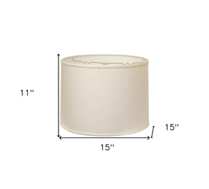 Homeroots 15" White Throwback Drum Linen Lampshade  Linen 470181