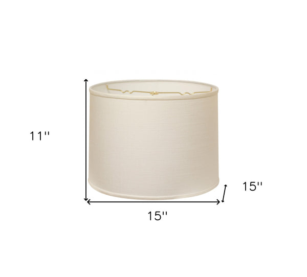 Homeroots 15" White Throwback Drum Linen Lampshade  Linen 470181