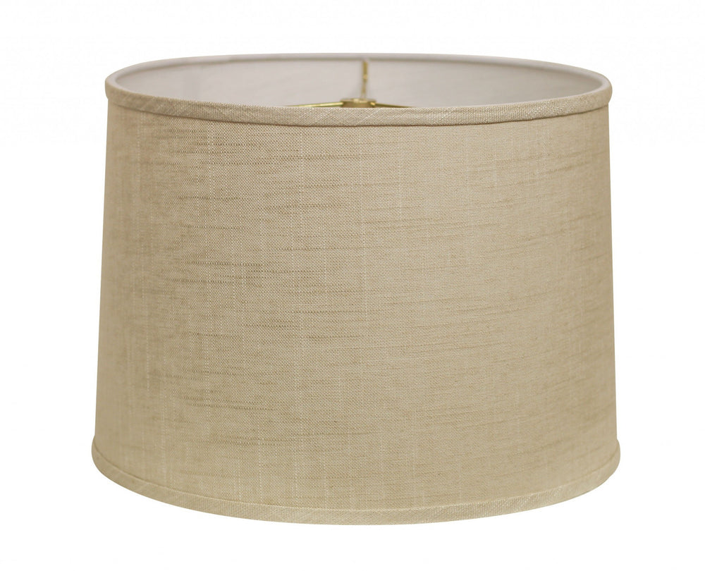 Homeroots 16" Light Wheat Throwback Drum Linen Lampshade  Linen 470184