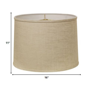 Homeroots 16" Light Wheat Throwback Drum Linen Lampshade  Linen 470184
