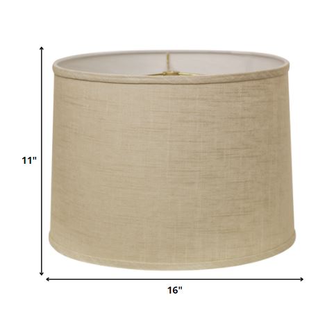 Homeroots 16" Light Wheat Throwback Drum Linen Lampshade  Linen 470184