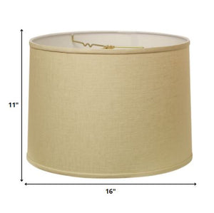 Homeroots 16" Parchment Biege Throwback Drum Linen Lampshade  Linen 470185