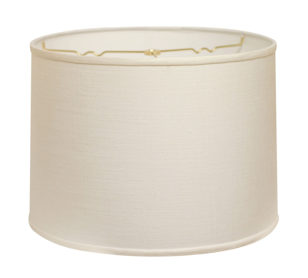 Homeroots 16" White Throwback Drum Linen Lampshade White Linen 470187