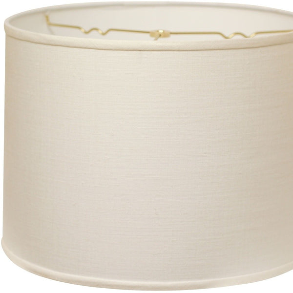 Homeroots 16" White Throwback Drum Linen Lampshade White Linen 470187