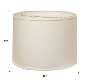 Homeroots 16" White Throwback Drum Linen Lampshade White Linen 470187