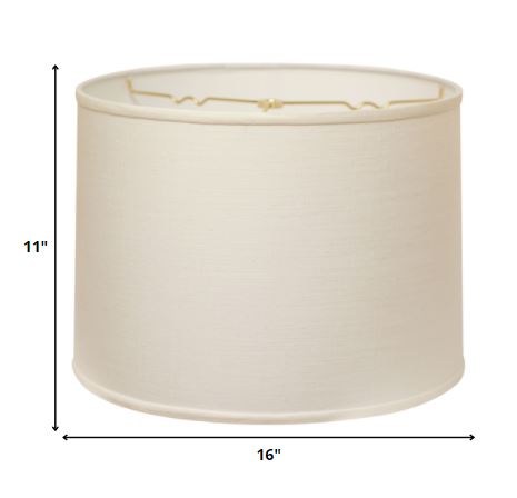 Homeroots 16" White Throwback Drum Linen Lampshade White Linen 470187