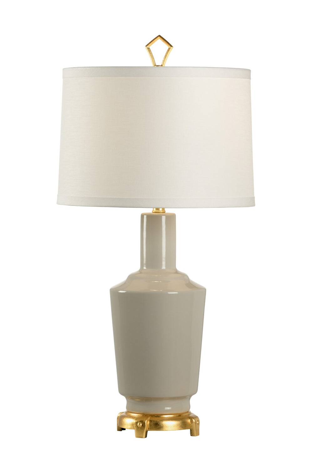 Wildwood Emma Vintage-Inspired Fog Table Lamp With Gold Leaf Base, Gray Glazed Vase & Drum Shade For Ambient Lighting (32"H) 47019