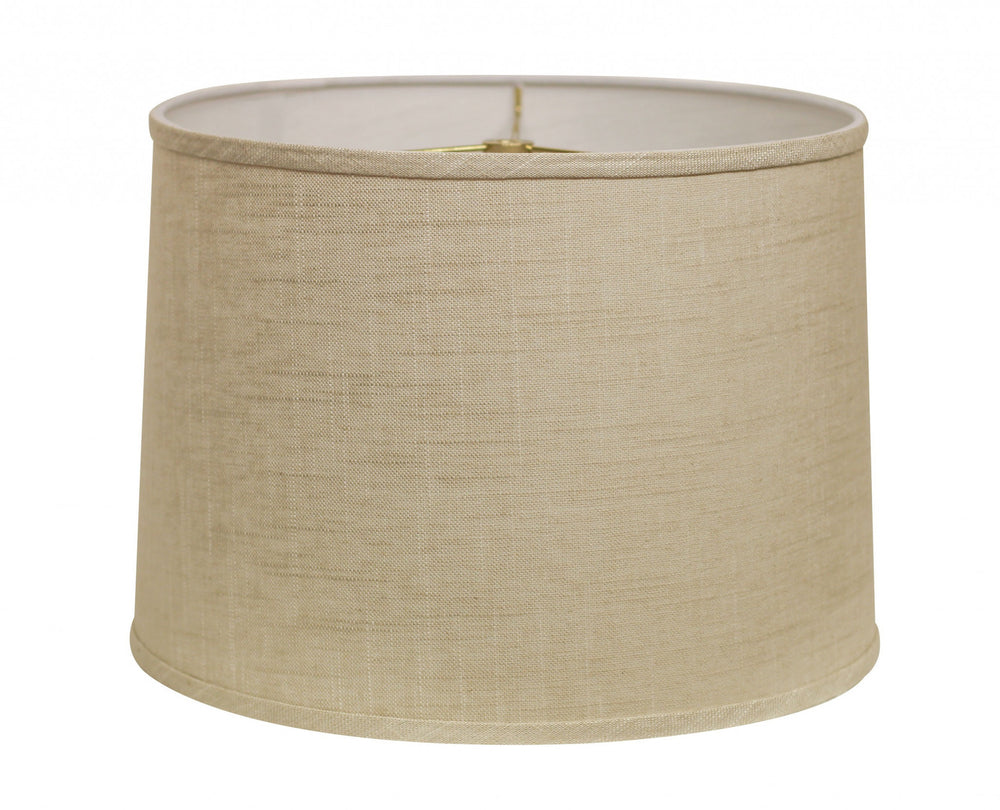 Homeroots 17" Light Wheat Throwback Drum Linen Lampshade  Linen 470190