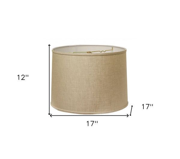 Homeroots 17" Dark Wheat Throwback Drum Linen Lampshade  Linen 470192