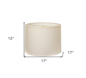 Homeroots 17" White Throwback Drum Linen Lampshade White Linen 470193