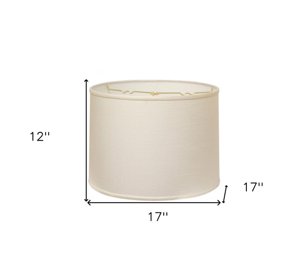 Homeroots 17" White Throwback Drum Linen Lampshade White Linen 470193