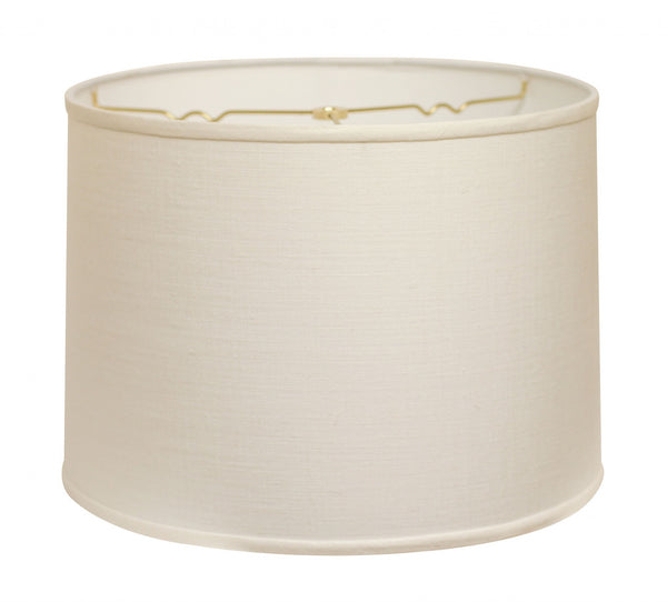 Homeroots 17" White Throwback Drum Linen Lampshade White Linen 470193