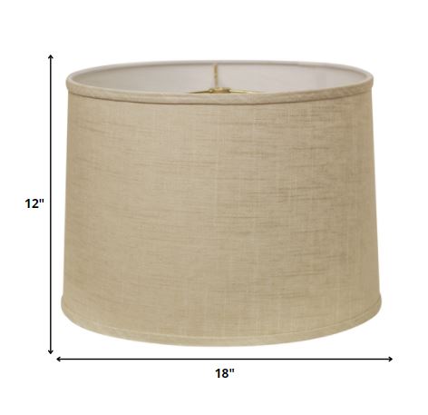 Homeroots 18" Light Wheat Throwback Drum Linen Lampshade  Linen 470196