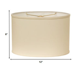 Homeroots 12" Ivory Throwback Oval No Slub Lampshade  No Slub Innsbruck 470200