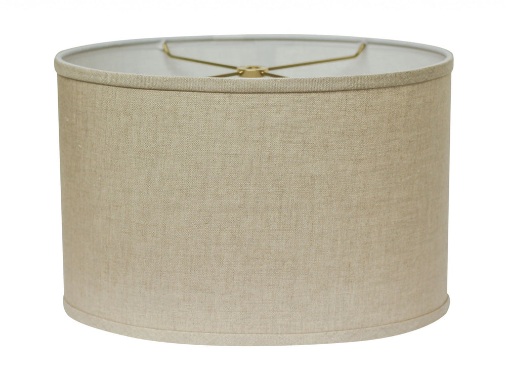Homeroots 12" Dark Wheat Throwback Oval Linen Lampshade  Linen 470204