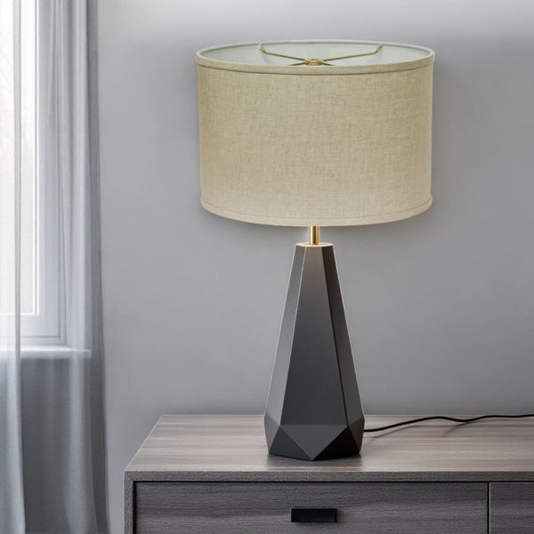 HomeRoots Dark Brown Linen Oval Lamp Shade – Mid-Century Inspired Design for Warm, Ambient Illumination 470204