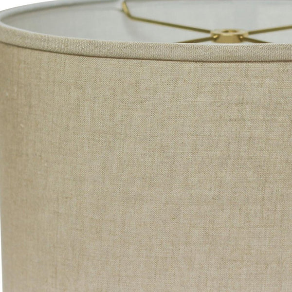 HomeRoots Dark Brown Linen Oval Lamp Shade – Mid-Century Inspired Design for Warm, Ambient Illumination 470204