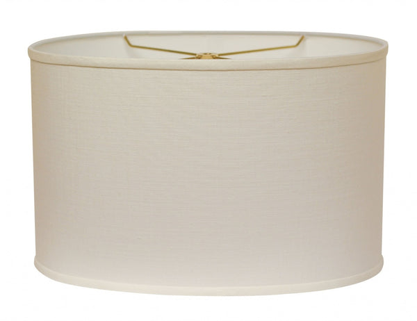 HomeRoots Beige Linen Oval Lamp Shade - Elegant Lighting Solution for Modern and Transitional Home Decor White 470205