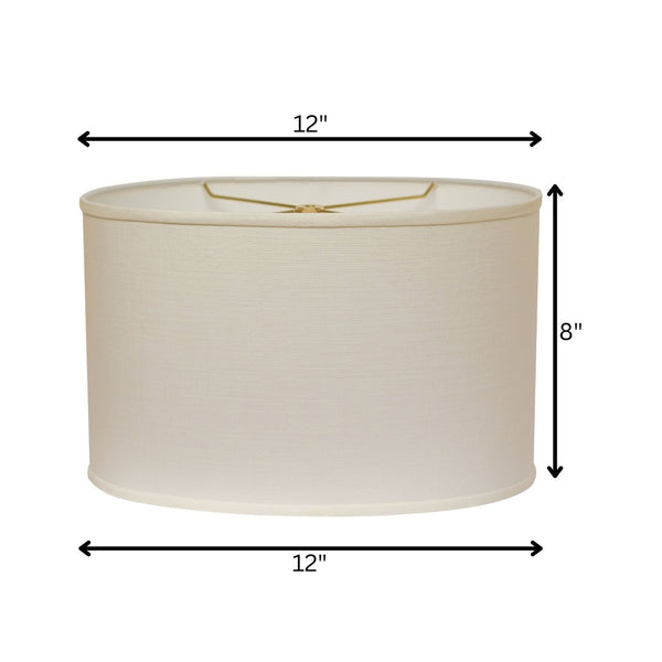 HomeRoots Beige Linen Oval Lamp Shade - Elegant Lighting Solution for Modern and Transitional Home Decor White 470205