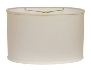 HomeRoots Beige Linen Oval Lamp Shade - Elegant Lighting Solution for Modern and Transitional Home Decor White 470205