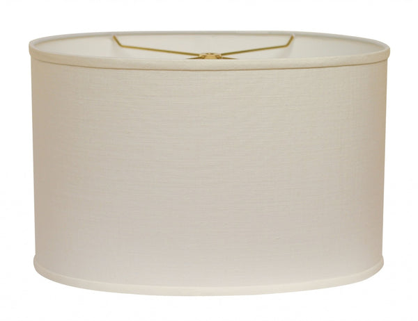 HomeRoots Beige Linen Oval Lamp Shade - Elegant Lighting Solution for Modern and Transitional Home Decor White 470205