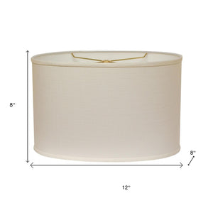 HomeRoots Beige Linen Oval Lamp Shade - Elegant Lighting Solution for Modern and Transitional Home Decor White 470205