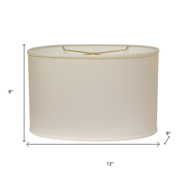 HomeRoots Beige Linen Oval Lamp Shade - Elegant Lighting Solution for Modern and Transitional Home Decor White 470205