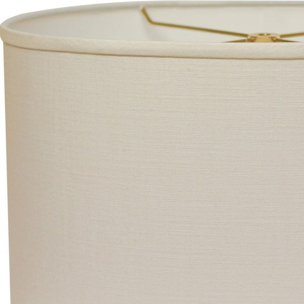 HomeRoots Beige Linen Oval Lamp Shade - Elegant Lighting Solution for Modern and Transitional Home Decor White 470205